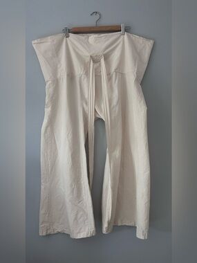 Cotton canvas duck pants with waist tie